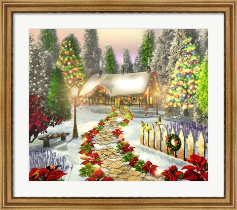 Framed Winter&#39;s Cottage Print