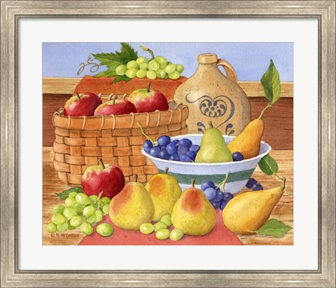 Framed Apples, Grapes &amp; Pears Print