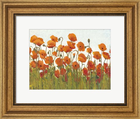 Framed Rows of Poppies II Print