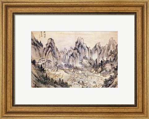 Framed Pyohun Temple at Diamond Mountains Print