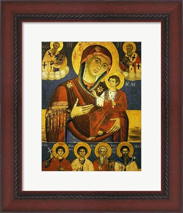 Framed God&#39;s Mother Showing the Way with Chosen Saints Print