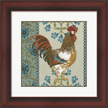 Framed Cottage Rooster I Print