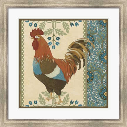 Framed Cottage Rooster V Print