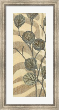 Framed Leaves on Stripes I Print