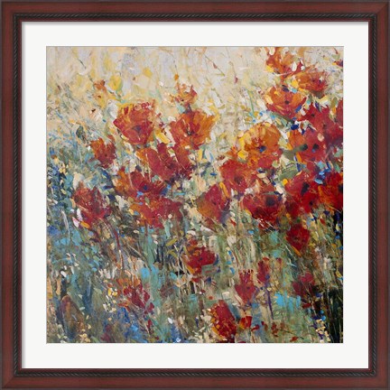 Framed Red Poppy Field I Print