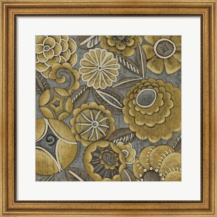 Framed Ochre Garden I Print