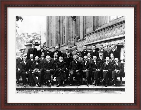 Framed 1927 Solvay Conference on Quantum Mechanics Print