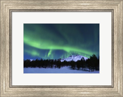 Framed Aurora Borealis over Nova Mountain Wilderness, Norway Print
