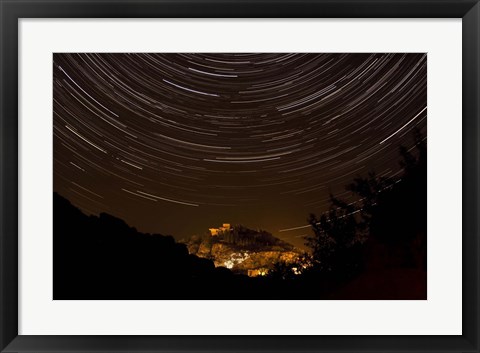 Framed Star trails above Kavir National Park, Iran Print