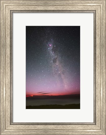 Framed Milky Way with an aurora, a meteor and lightning Print