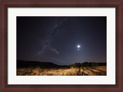 Framed Milky Way, the Moon, Venus and Spica after twilight in Azul, Argentina Print