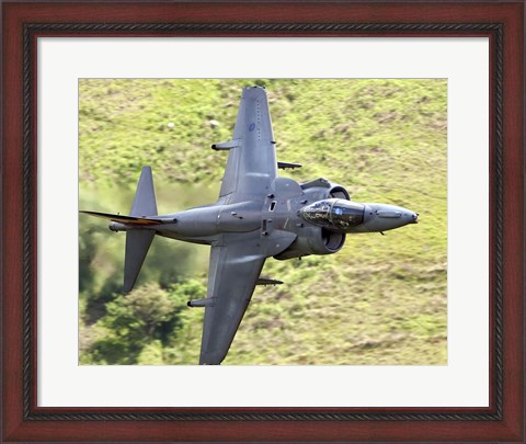 Framed Royal Air Force Harrier GR9 flying low over North Wales Print