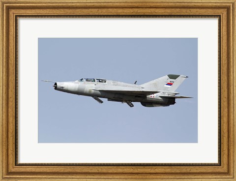 Framed Serbian Air Force MiG-21UM jet fighter Print