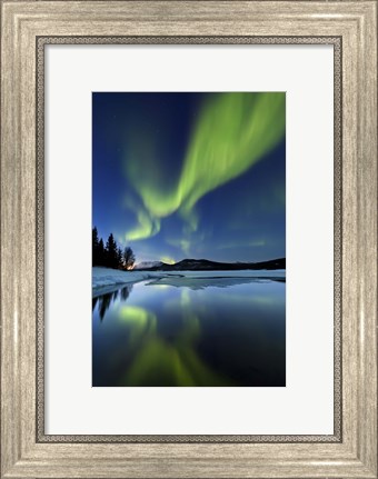 Framed Aurora Borealis over Sandvannet Lake in Troms County, Norway Print