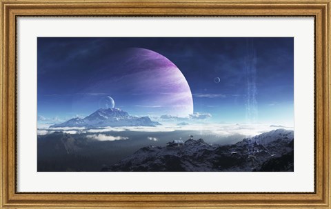 Framed Massive Lei Gong rises in the distance over the Tratung Mountains Print