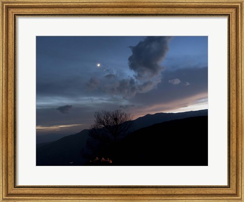 Framed Moon and Venus conjunction above the village of Gazorkhan, Iran Print