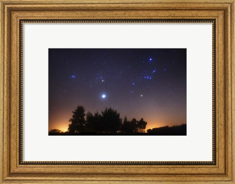 Framed Pleiades, Taurus and Orion with Jupiter over Doyle, Argentina Print