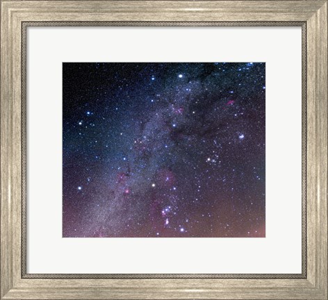 Framed Winter sky panorama with various deep sky objects Print