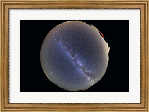 Framed Fish-eye lens view of sky with Milky Way Print