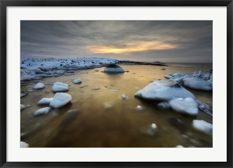 Framed frozen, rusty bay on Andoya Island in Nordland County, Norway Print