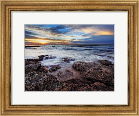 Framed seascape at sunrise from Miramar, Argentina Print