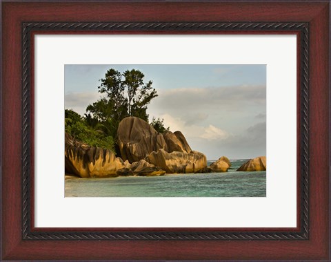 Framed Anse-Source D&#39;Argent coastline, Seychelles, Africa Print