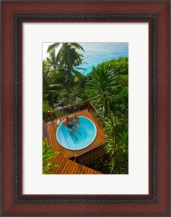 Framed Couple enjoying hot tub at Fregate Resort, Seychelles Print