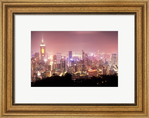 Framed Central Overview from Stubbs Road Lookout, Hong Kong, China Print