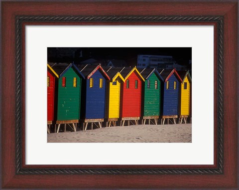 Framed Colorful Bathing Boxes, South Africa Print