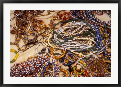 Framed Beadmaker Displaying Samples, Asameng, Ghana Print