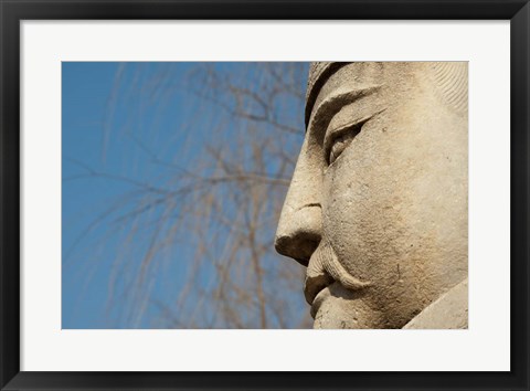 Framed Detail of warrior statue, Changling Sacred Way, Beijing, China Print