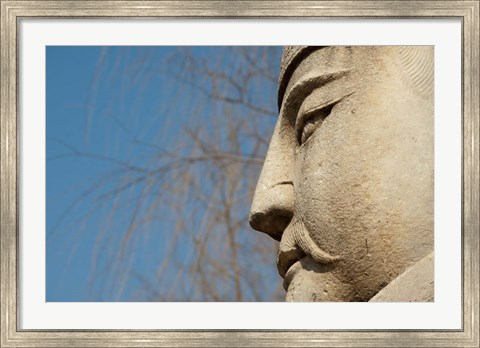 Framed Detail of warrior statue, Changling Sacred Way, Beijing, China Print