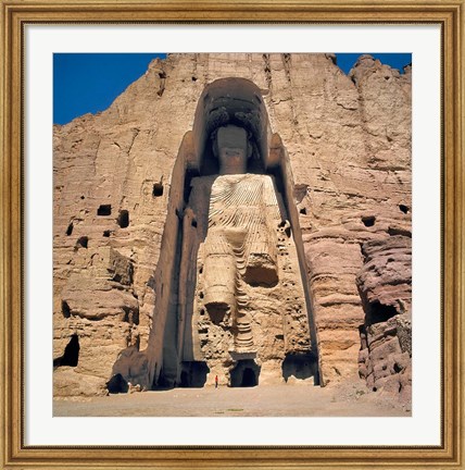 Framed Afghanistan, Bamian Valley, Great Buddha base Print