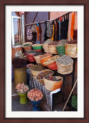 Framed Africa, Morocco, Marrakech. Spices of the mellah of Marrakech. Print