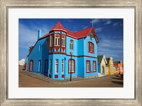 Framed Colorful German colonial architecture, Luderitz, Namibia Print