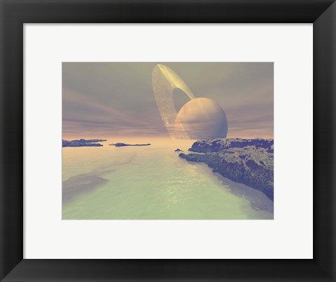 Framed landscape of Titan, one of Saturn&#39;s moons Print