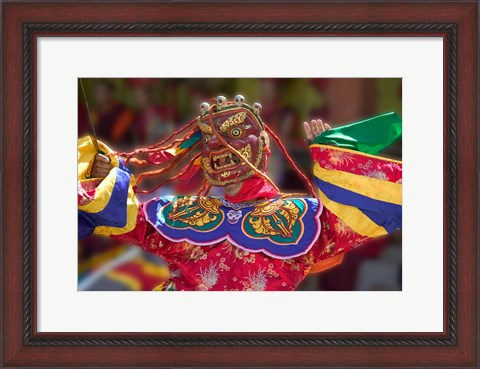 Framed Mask Dance Celebrating Tshechu Festival at Wangdue Phodrang Dzong, Wangdi, Bhutan Print