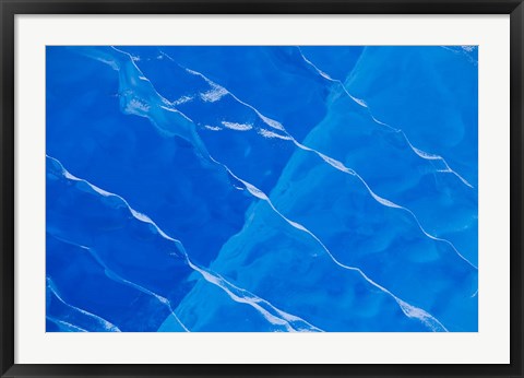 Framed Melt Ridges on Deep Blue Iceberg, Antarctic Peninsula Print