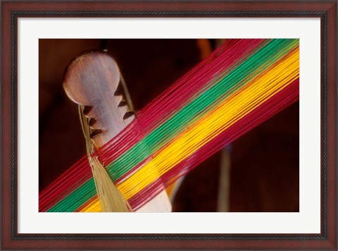 Framed Kente Cloth Being Woven on Loom, Bonwire, Ghana Print