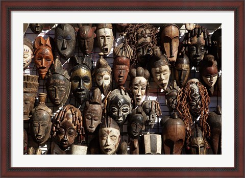 Framed Mask stall at curio store, Greenmarket Square, Cape Town, South Africa Print