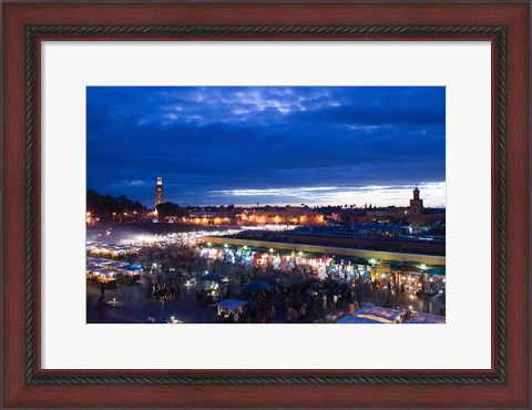 Framed MOROCCO, MARRAKECH: Djemma el, Fna Square Evening Print