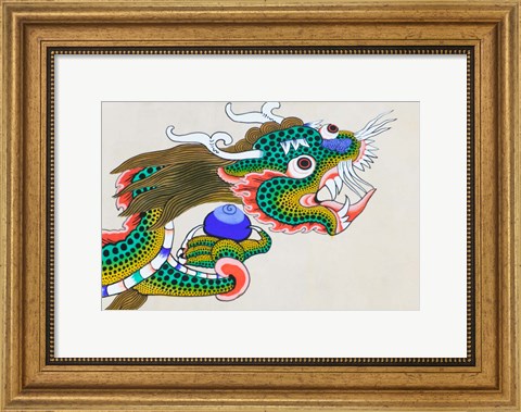 Framed Painting of Dragon, Thimphu, Bhutan Print