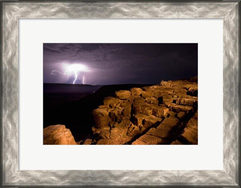 Framed Namibia, Fish River Canyon NP, Storm, Lightning strikes Print