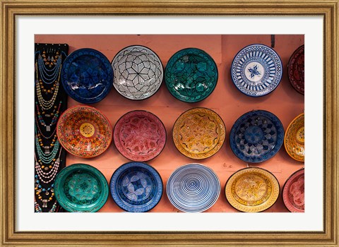 Framed Pottery, Traditional craft, Marrakech, Morocco Print