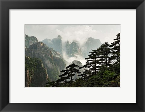 Framed Peaks and Valleys of Grand Canyon in the mist, Mt. Huang Shan, China Print