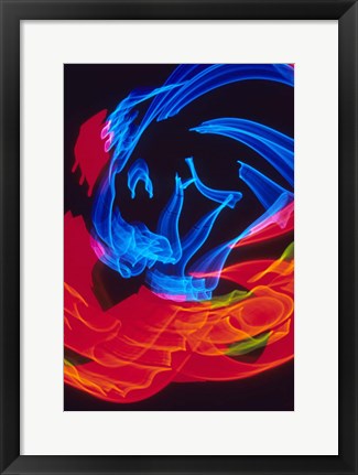 Framed Red and Blue Neon Lighting with Nightzoom Print