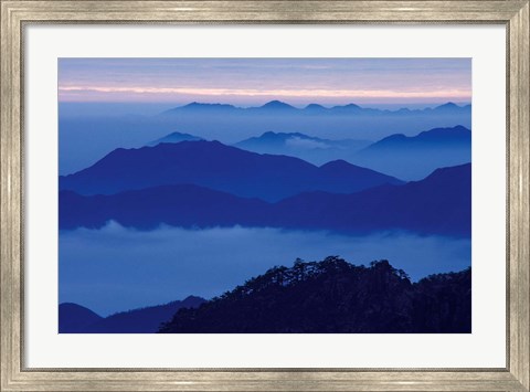 Framed Mt Huangshan (Yellow Mountain) in Mist, China Print