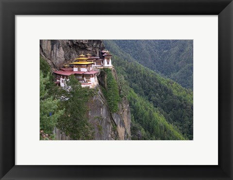 Framed Tiger&#39;s Nest Dzong Perched on Edge of Steep Cliff, Paro Valley, Bhutan Print