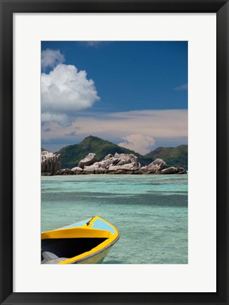 Framed Town of La Passe Harbor, Island of La Digue, Seychelles Print