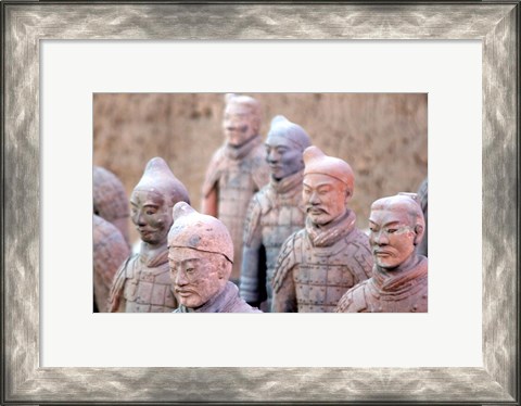 Framed Terra Cotta Warrior Heads, Xian, Shaanxi, China Print